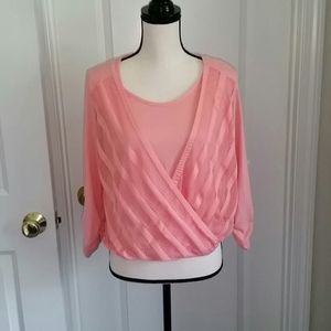 Surplice pullover top peach